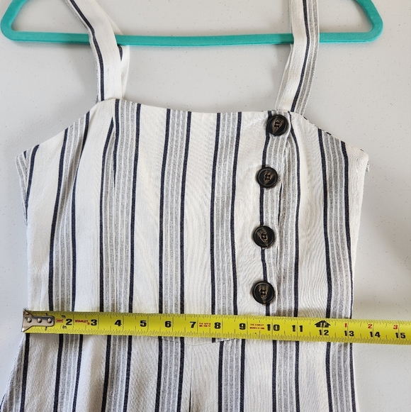 Bershka White Black Stripe Sleeveless Jumpsuit One Piece Size Medium Summer - Picture 10 of 12